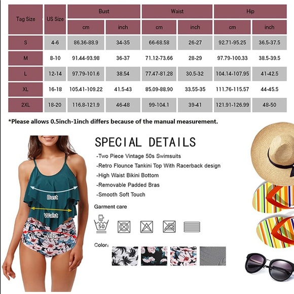 Ruffle top tankini NWT high waist floral bottoms - Picture 3 of 4